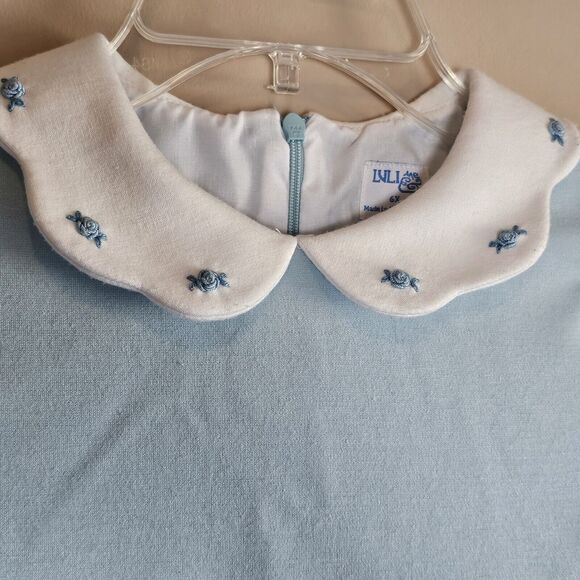 Luli &‎ Me 6X Blue Drop Waist Fully Lined Embroidered Floral Scalloped Collar - Picture 2 of 9